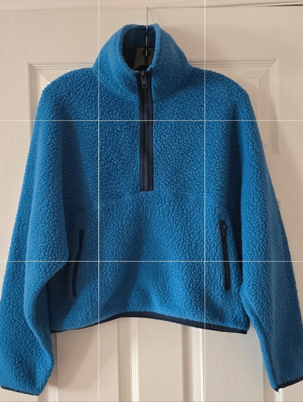 TNA Women Blue Sherpa Half-Zip Fleece Pullover
